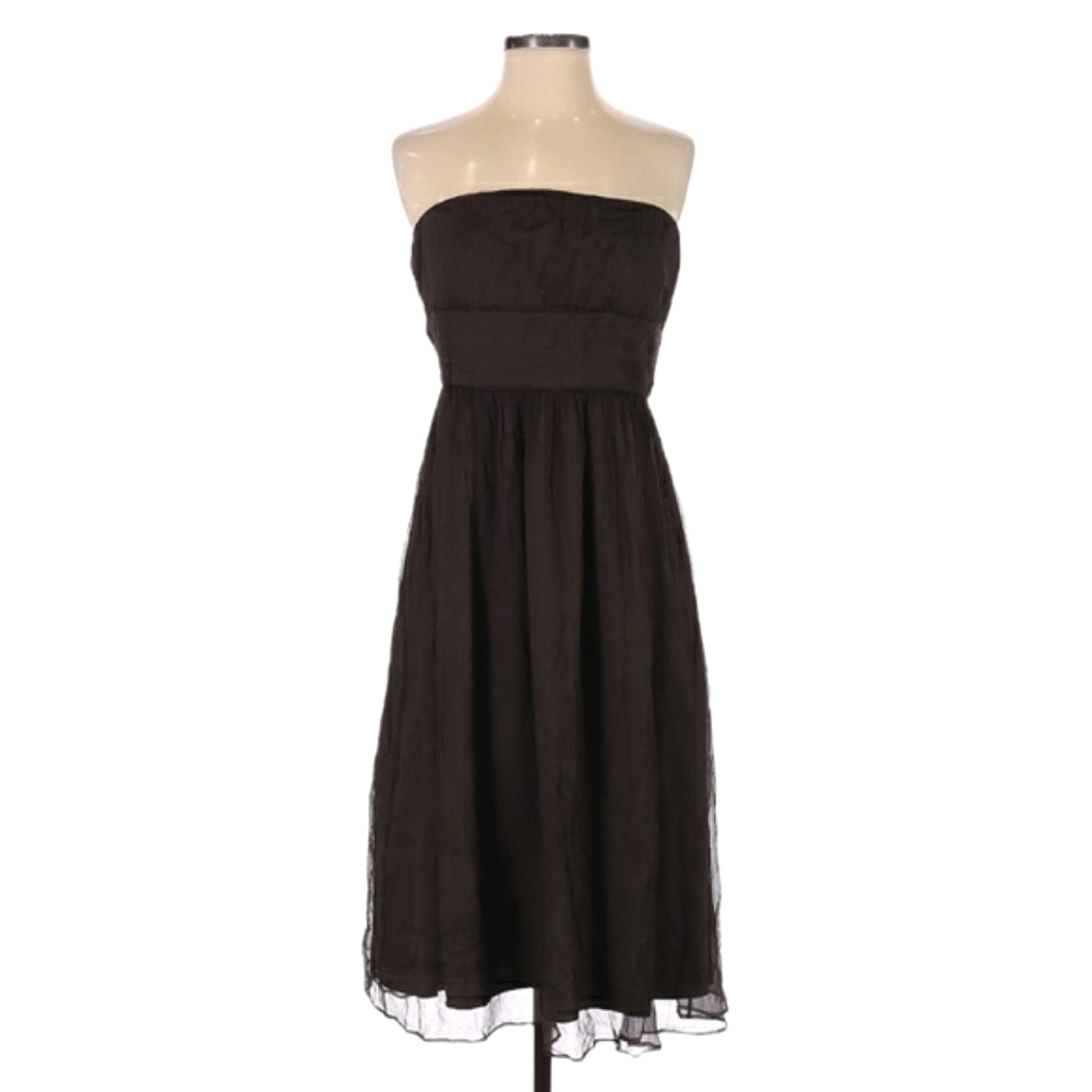 J. Crew‎ Strapless Cocktail Dress Size 4 Chocolate Brown 100% Silk Back Zipper